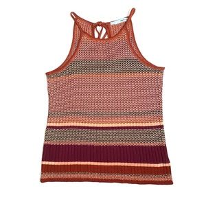 Maurices maroon/orange chevron stripe sweater tank